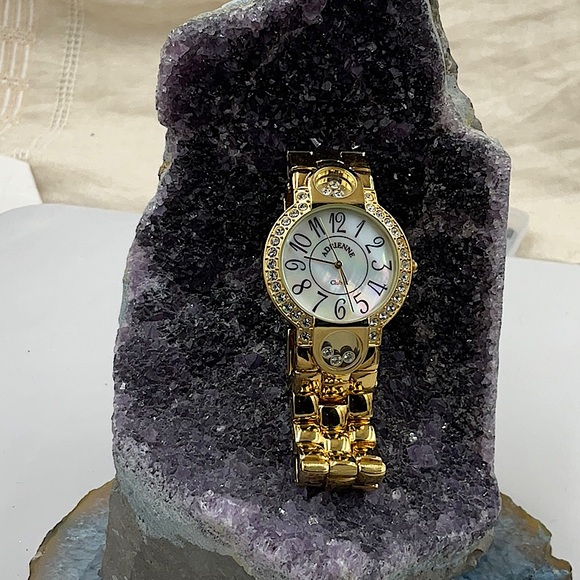 Vtg. Brand New Adrienne Club A Gold Limited Edition Watch With Crystal Accents - Picture 4 of 7